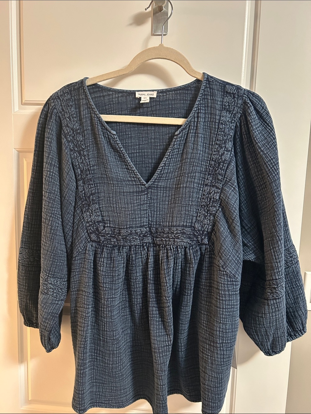 Tribal Jeans - Smocked V-Neck Peasant Top